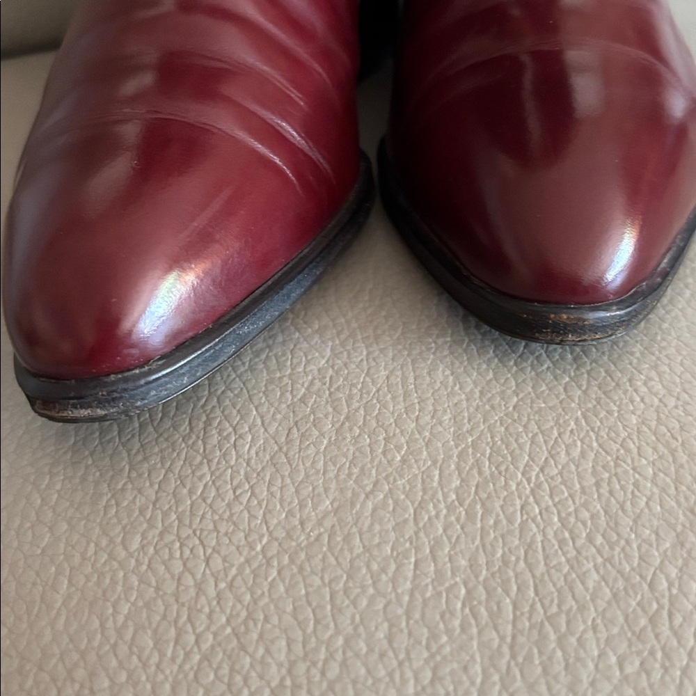 Vintage Bally burgundy and black riding style boots. Size 37 1/2. Made in Italy - Picture 4 of 9